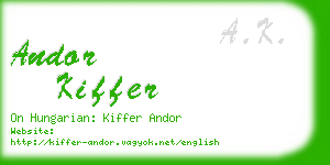 andor kiffer business card